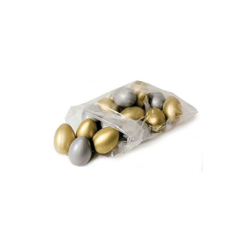 UOVA PLASTICA DA DECOR. PZ. 24 ORO E ARGENTO