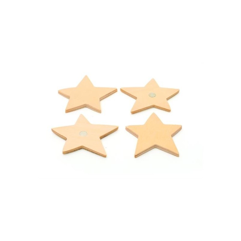 LEGNO DA DECORARE  MAGNETI IN LEGNO STELLE CM. 5 PZ.4