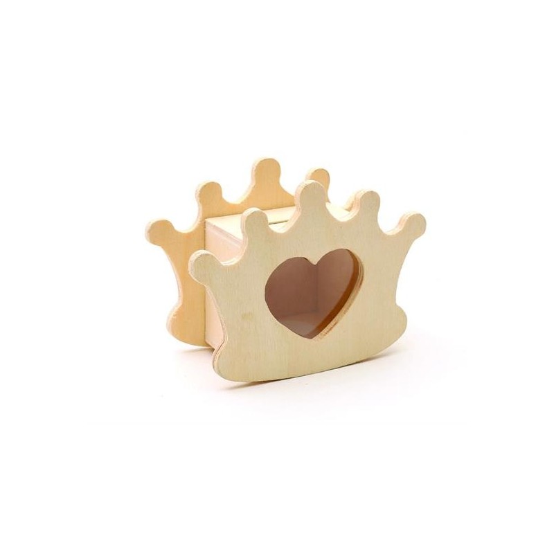 LEGNO DA DECORARE  SALVADANAIO CORONA CUORE CM. 12X9X5