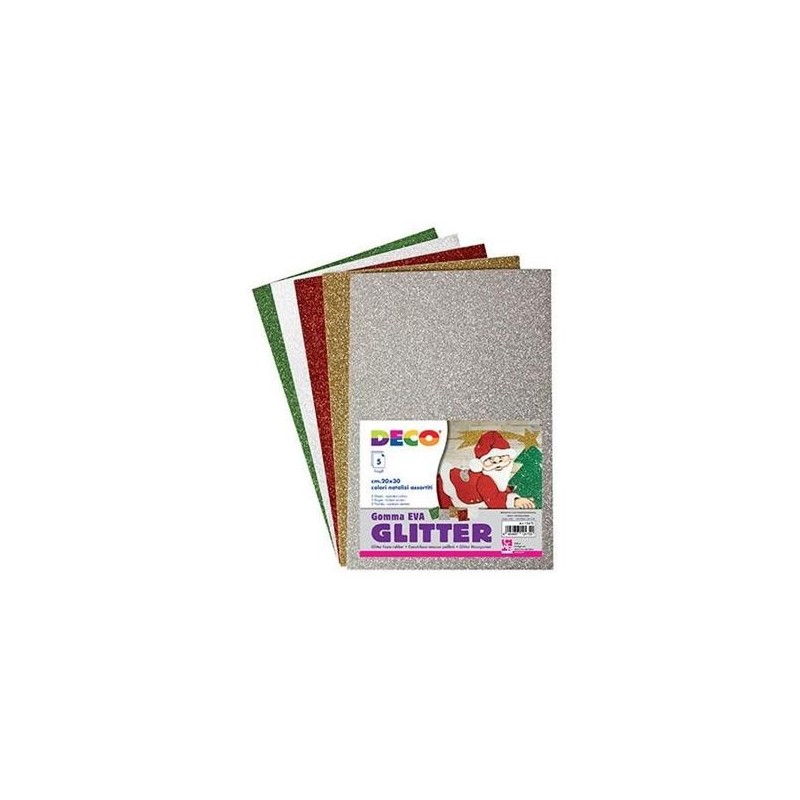 GOMMA CREPP GLITTER FG. 5 20X30 ASSORTIMENTO NATALE