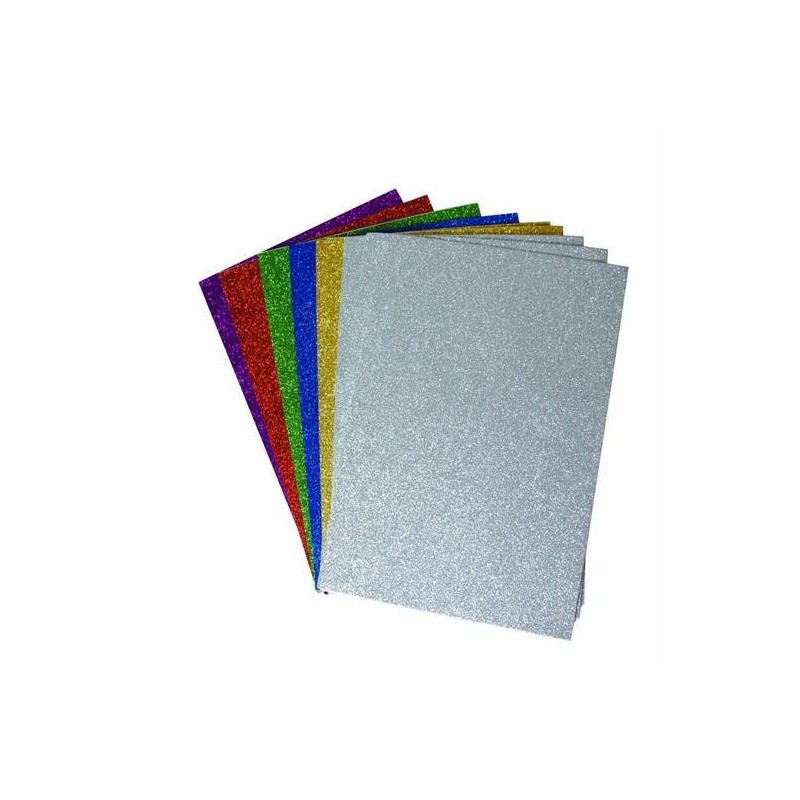 GOMMA CREPP GLITTER ADESIVA  21X29,7 FG.10 COL. ASS.
