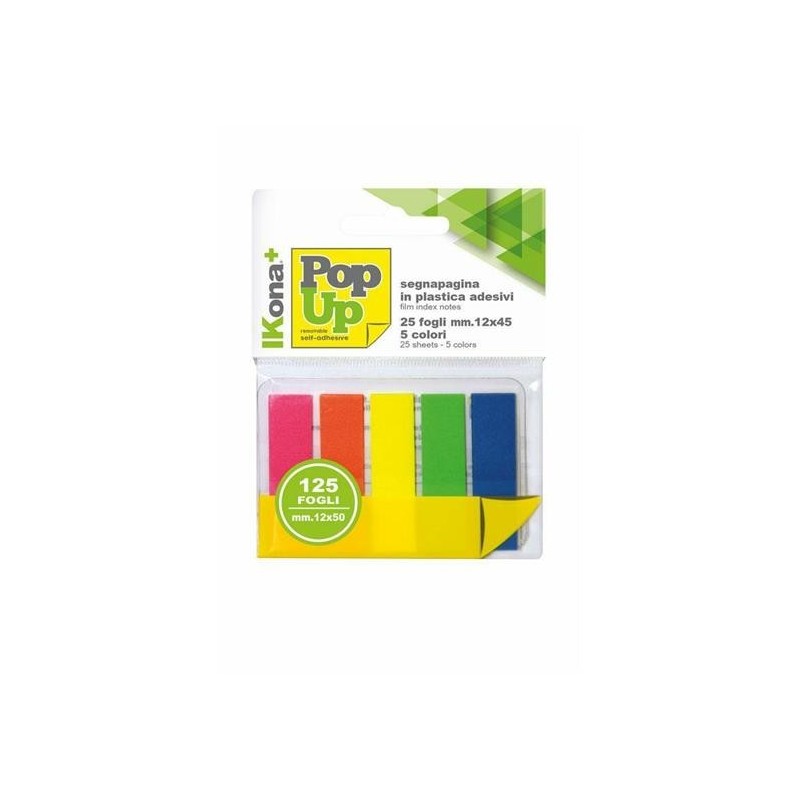 SEGNAPAGINA PLASTICO ADESIVO FG. 125 5 COL. ASS. 12X45
