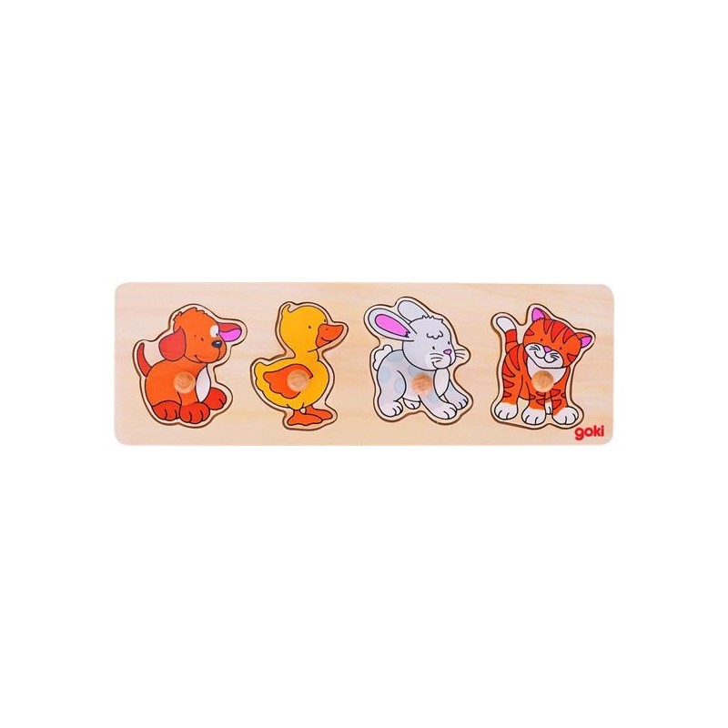 PUZZLE LEGNO C/POMELLI CM. 30X10 CANE, ANATRA  PZ.4