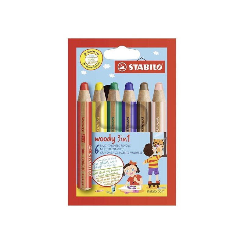 MATITONI STABILO WOODY 3 IN 1 6 COLORI