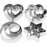 SET STAMPI IN METALLO CUORI , STELLE E CERCHI - 12 PZ