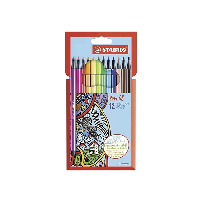 PENNARELLI STABILO PEN 68 SCATOLA CARTONE 12 COLORI MM.01