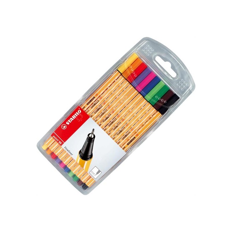 PENNARELLI STABILO POINT 88 ASTUCCIO PLASTICA 10 COLORI MM.04