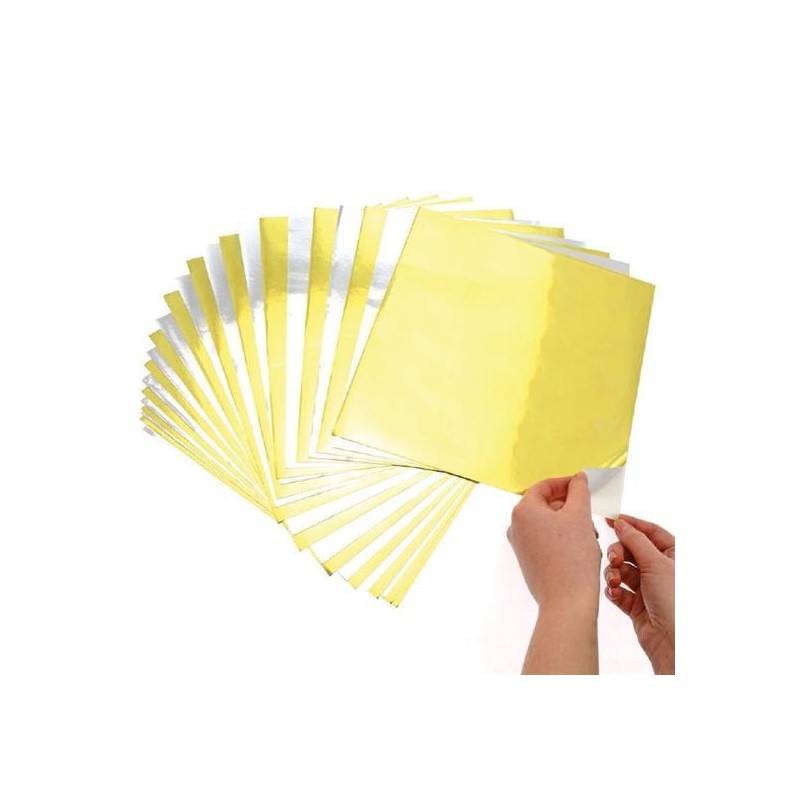 CARTA METALLIZZATA  ADESIVA ORO/ARG. CM.25X25 PZ. 25