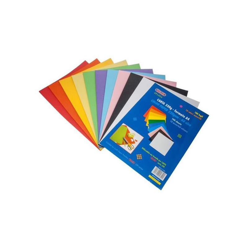 CARTA COLORATA A4 GR.220 FG.100 10 COL. ASS.